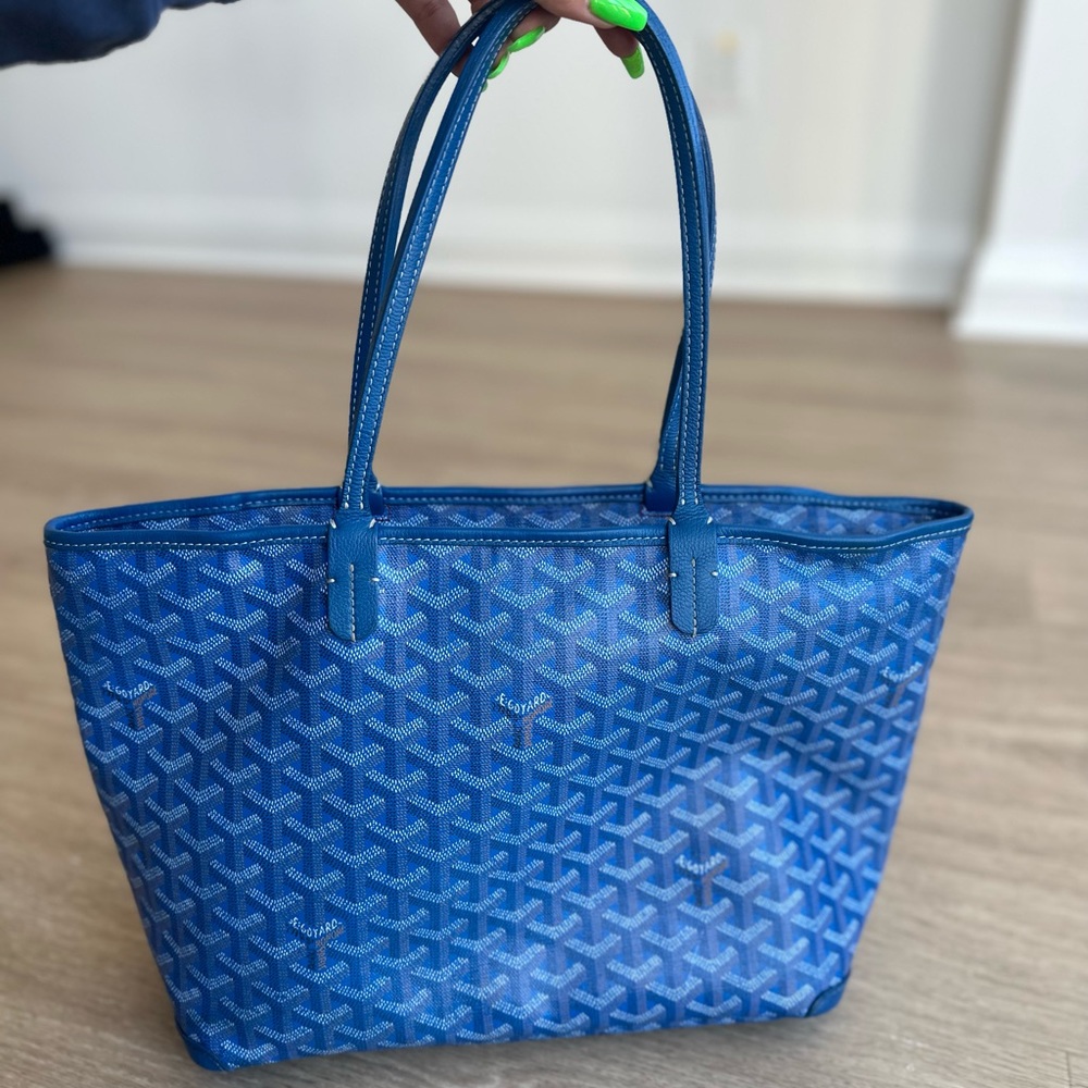 Goyardine Artois PM Sky Blue WITH Yellow Card Case